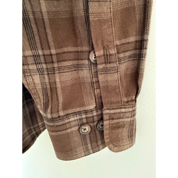 Duluth Trading Co Long Sleeve Button Shirt Mens Large Brown Plaid Fall Western - Picture 3 of 8